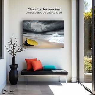 Foto 3 | Cuadro Blanco Y Negro Canvas Amarillo En Arena 90x60