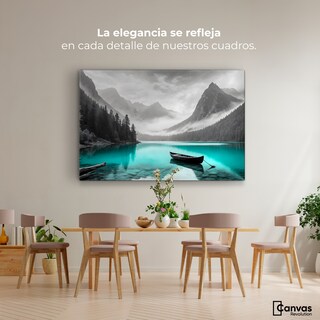 Foto 2 | Cuadro Blanco Y Negro Canvas Lago Esmeralda 90x60