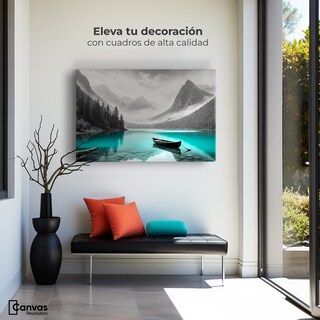 Foto 3 | Cuadro Blanco Y Negro Canvas Lago Esmeralda 90x60