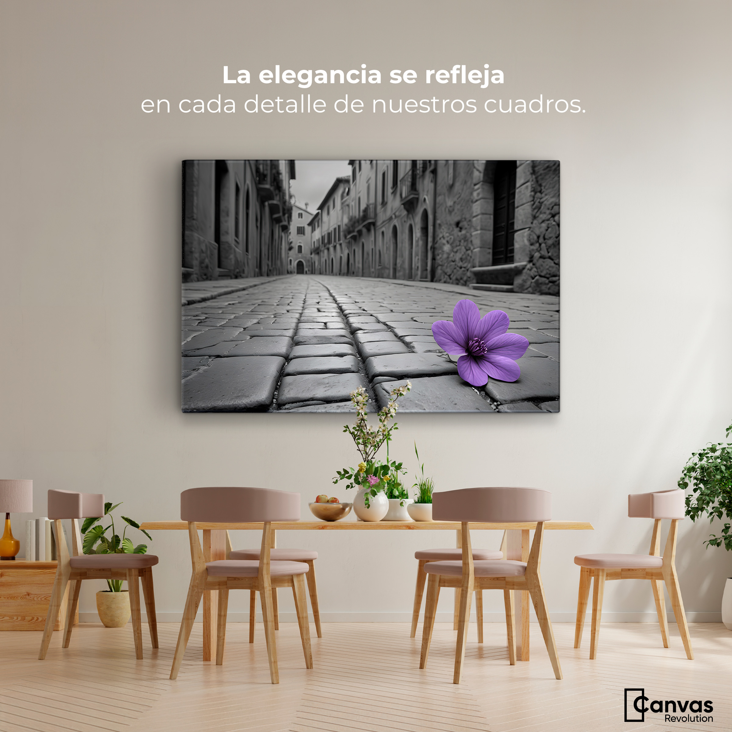 Foto 3 pulgar | Cuadro Blanco Y Negro Canvas Morado Callejero 90x60