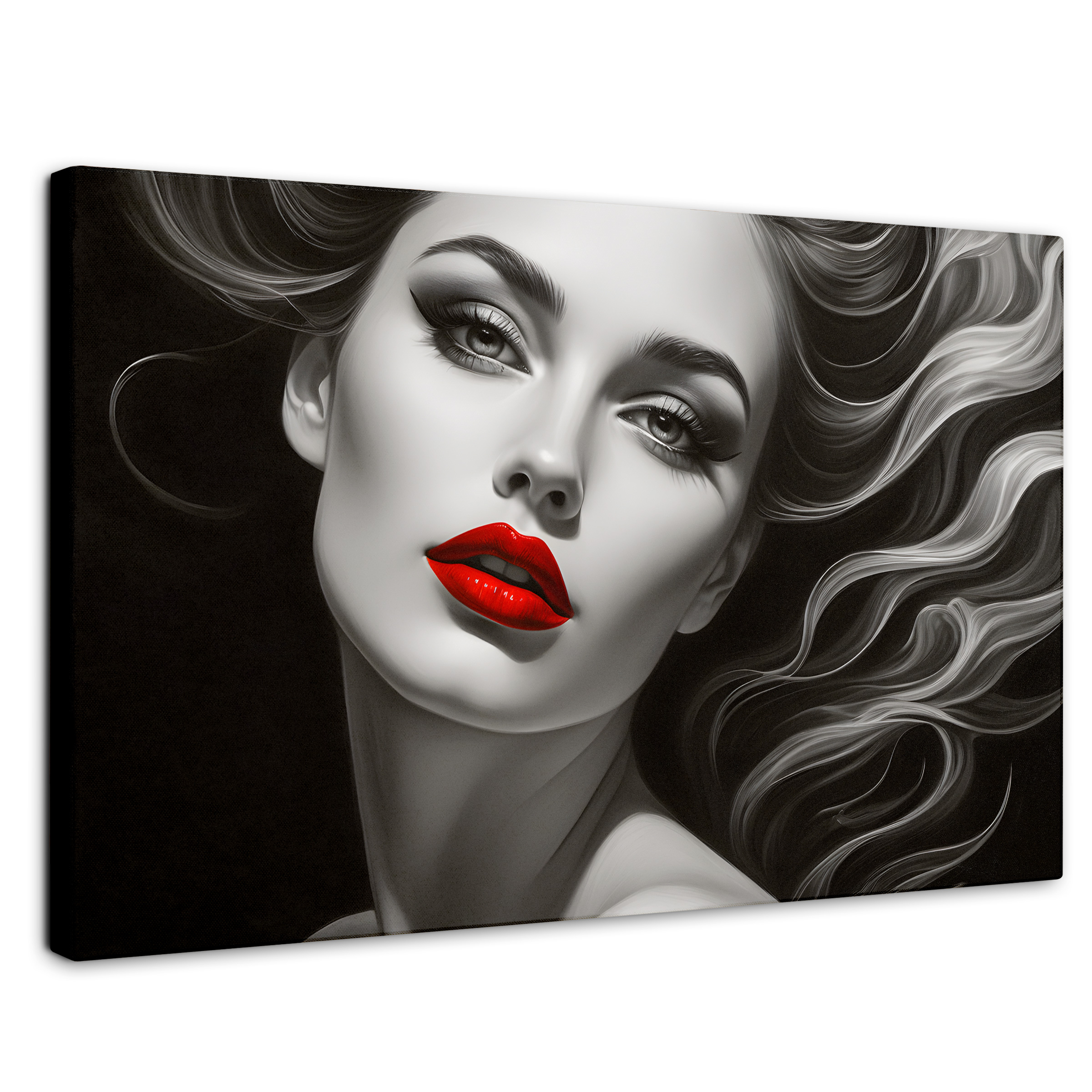 Cuadro Blanco Y Negro Canvas Boca De Fuego 90x60