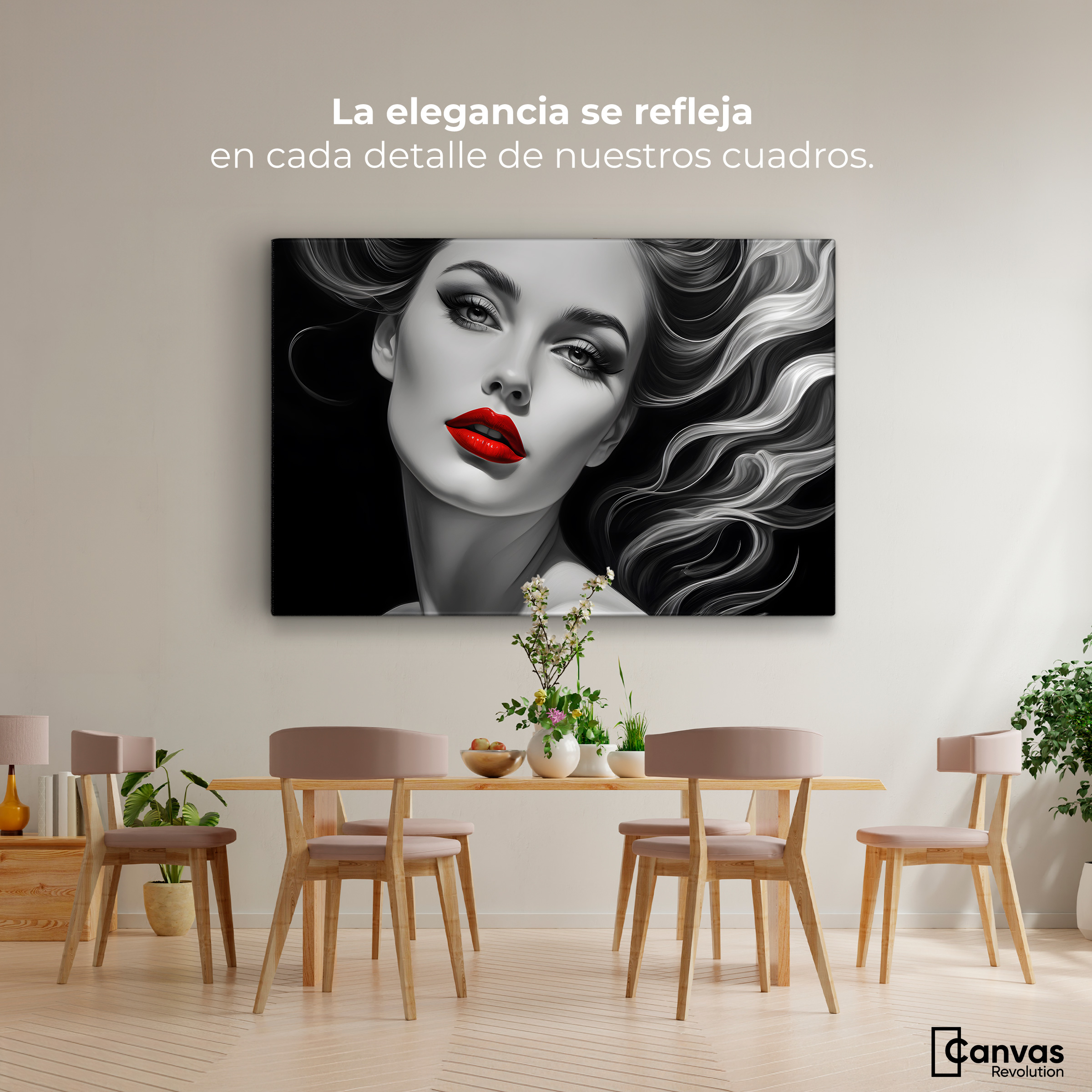 Foto 3 pulgar | Cuadro Blanco Y Negro Canvas Boca De Fuego 90x60