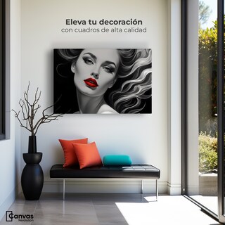 Foto 3 | Cuadro Blanco Y Negro Canvas Boca De Fuego 90x60