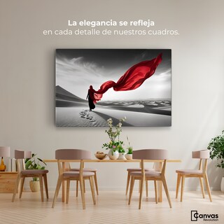 Foto 2 | Cuadro Blanco Y Negro Canvas Dunas Y Rojo 90x60