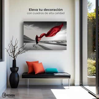 Foto 3 | Cuadro Blanco Y Negro Canvas Dunas Y Rojo 90x60