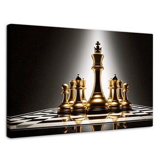 Foto 1 | Cuadro Blanco Y Negro Canvas Ajedrez De Oro 90x60