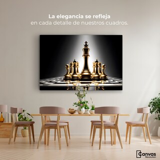 Foto 2 | Cuadro Blanco Y Negro Canvas Ajedrez De Oro 90x60