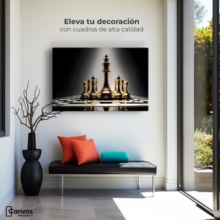 Foto 3 | Cuadro Blanco Y Negro Canvas Ajedrez De Oro 90x60