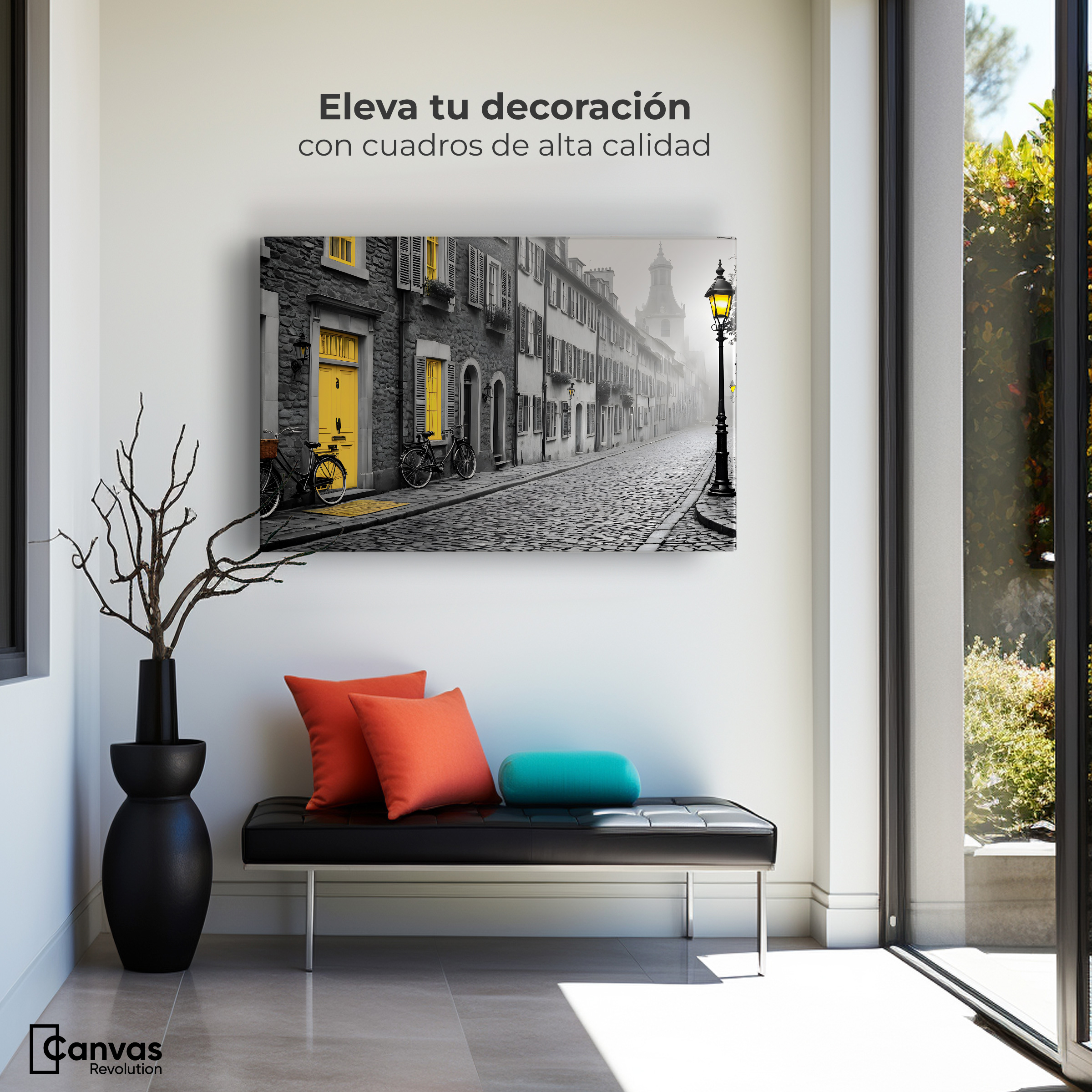 Foto 4 pulgar | Cuadro Blanco Y Negro Canvas  Luz En La Ventana 90x60