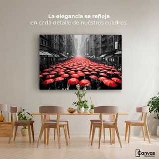 Foto 2 | Cuadro Blanco Y Negro Canvas Paraguas Urbanos 90x60