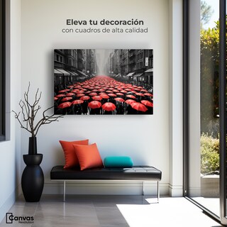 Foto 3 | Cuadro Blanco Y Negro Canvas Paraguas Urbanos 90x60