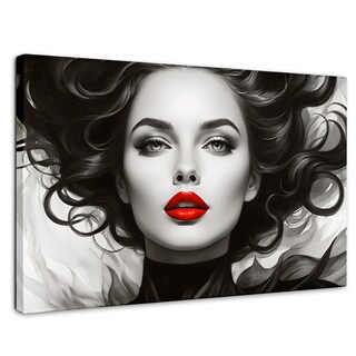 Foto 1 | Cuadro Blanco Y Negro Canvas Rojo En Silencio 90x60