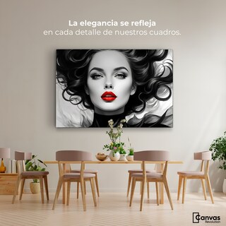 Foto 2 | Cuadro Blanco Y Negro Canvas Rojo En Silencio 90x60