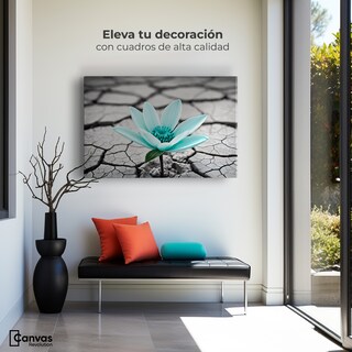 Foto 3 | Cuadro Blanco Y Negro Canvas Flor Sobre Piedra 90x60
