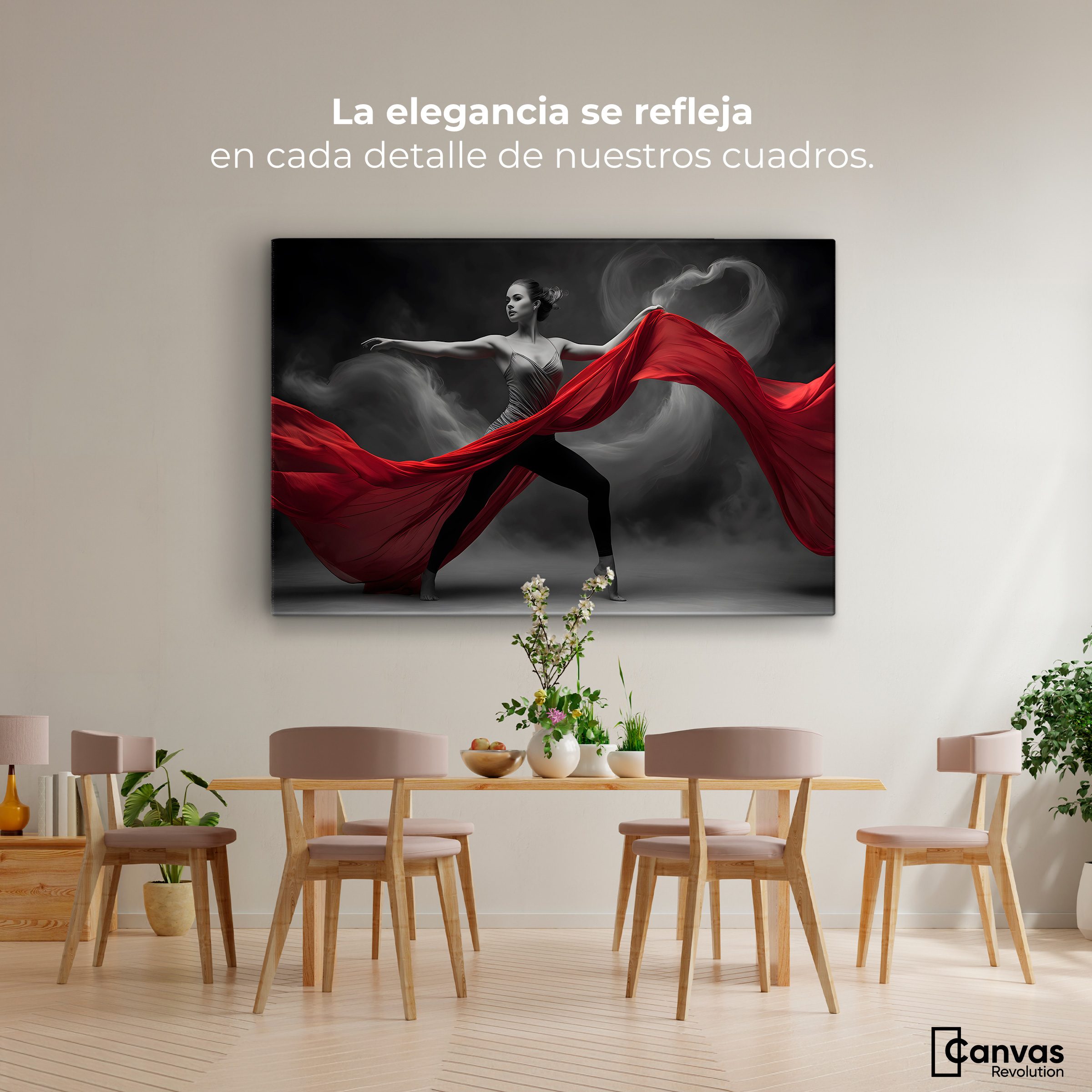 Foto 3 pulgar | Cuadro Blanco Y Negro Canvas Vuelo Escarlata 90x60