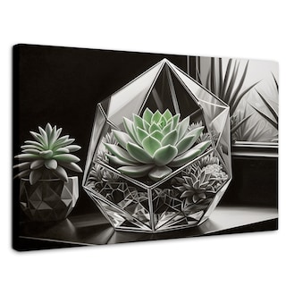 Foto 1 | Cuadro Blanco Y Negro Canvas Cactus Esmeralda 90x60
