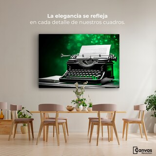 Foto 2 | Cuadro Blanco Y Negro Canvas Verde Entre Palabra 90x60