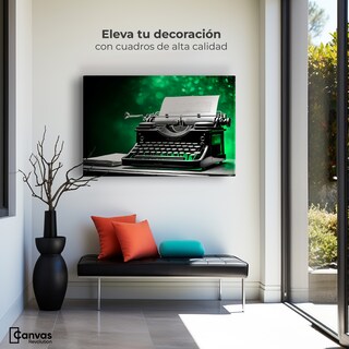 Foto 3 | Cuadro Blanco Y Negro Canvas Verde Entre Palabra 90x60