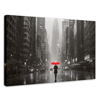 Foto 1 | Cuadro Blanco Y Negro Canvas Paraguas Rojo 90x60
