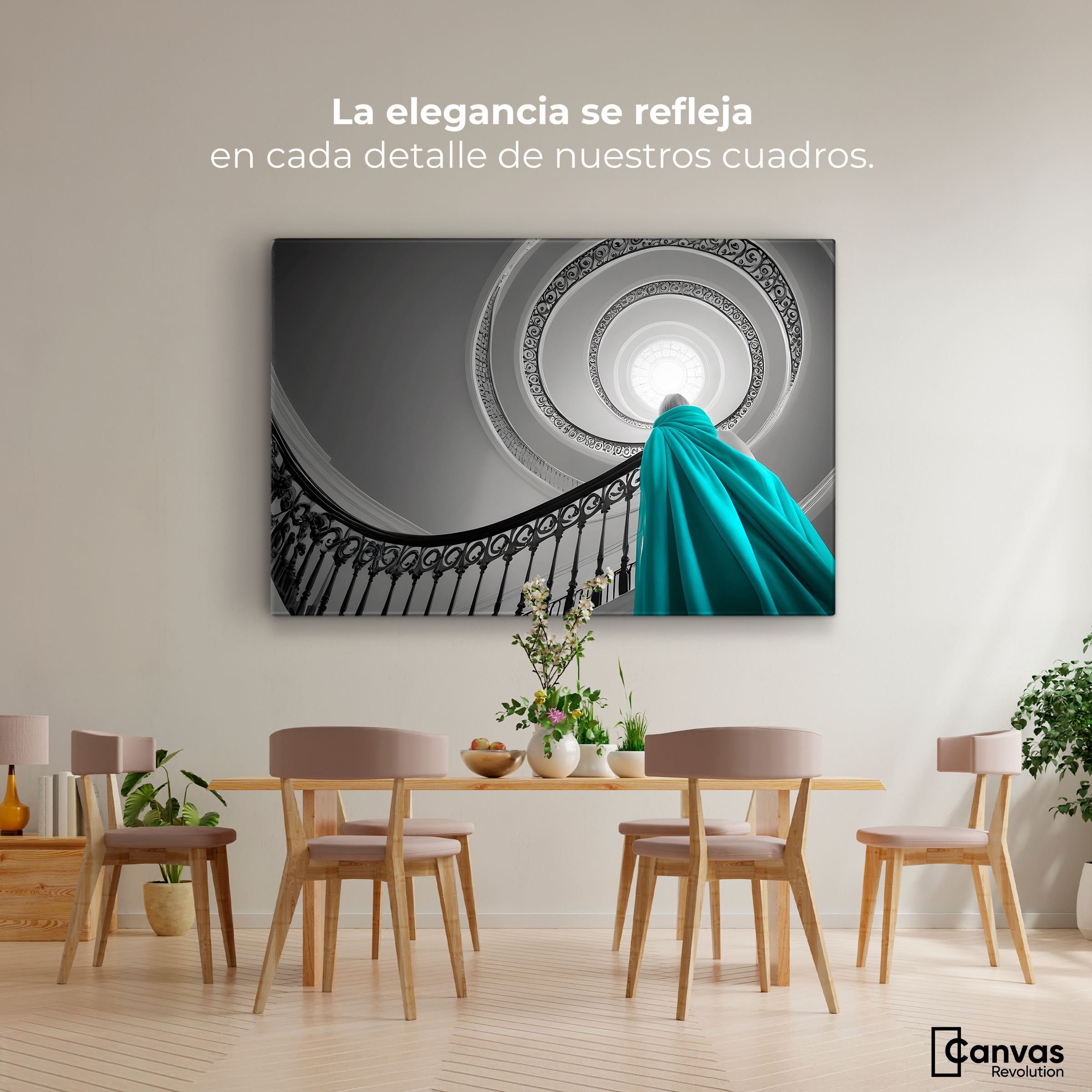 Foto 3 pulgar | Cuadro Blanco Y Negro Canvas Seda Azul 90x60