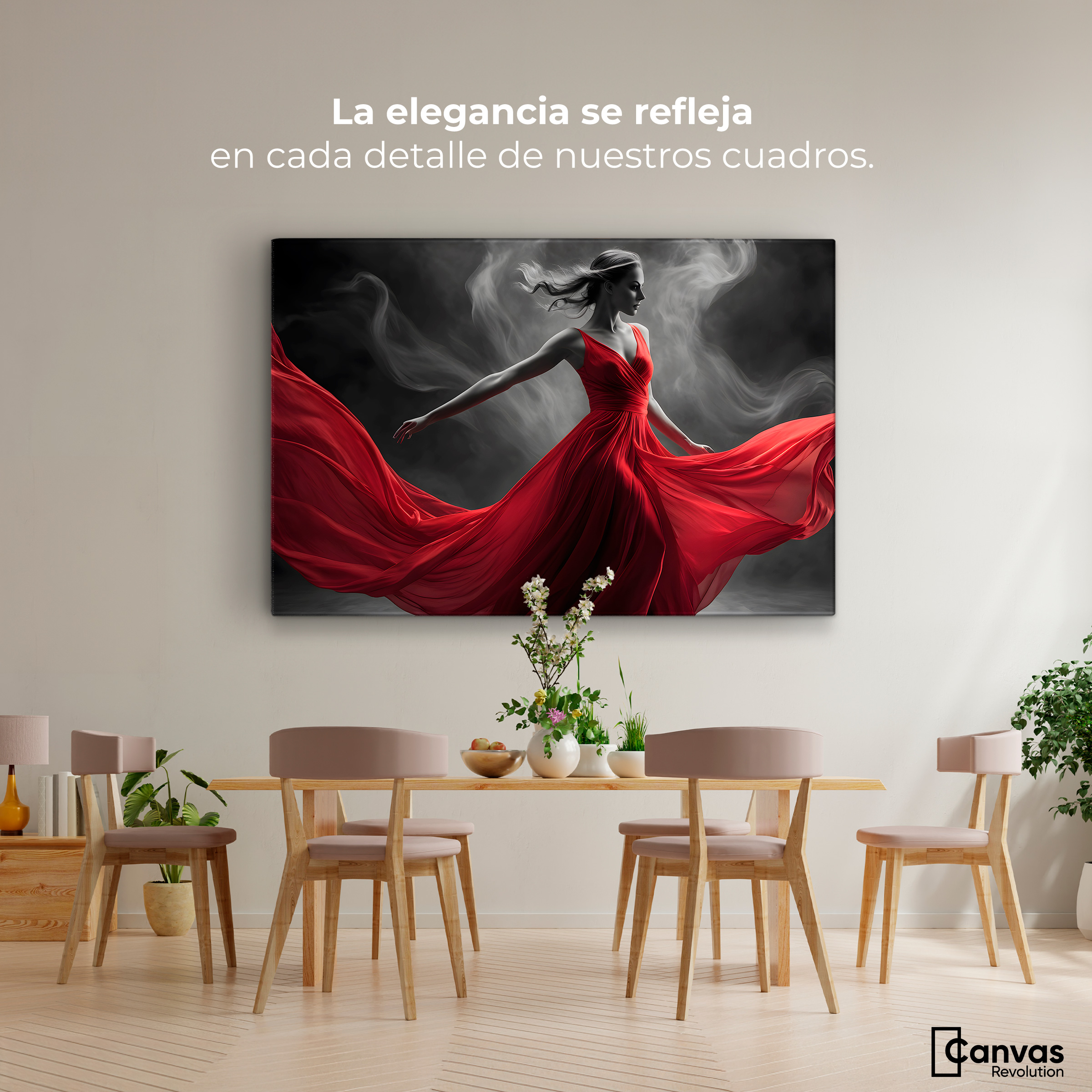 Foto 3 pulgar | Cuadro Blanco Y Negro Canvas Bailarina Ardiente 90x60