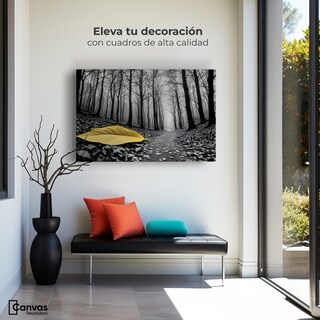 Foto 3 | Cuadro Blanco Y Negro Canvas Amarillo Caído 90x60