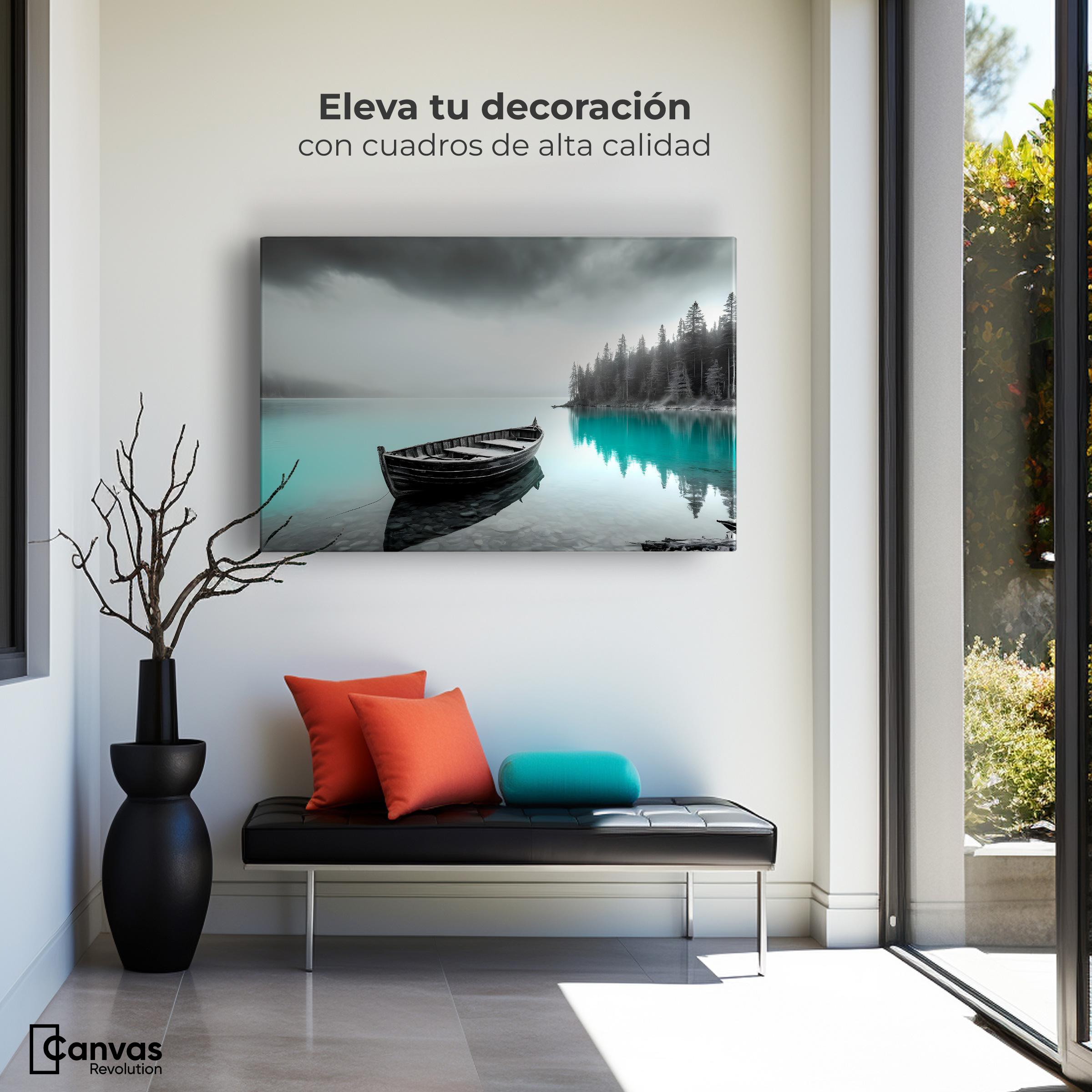 Foto 4 pulgar | Cuadro Blanco Y Negro Canvas Azul Profundo 90x60