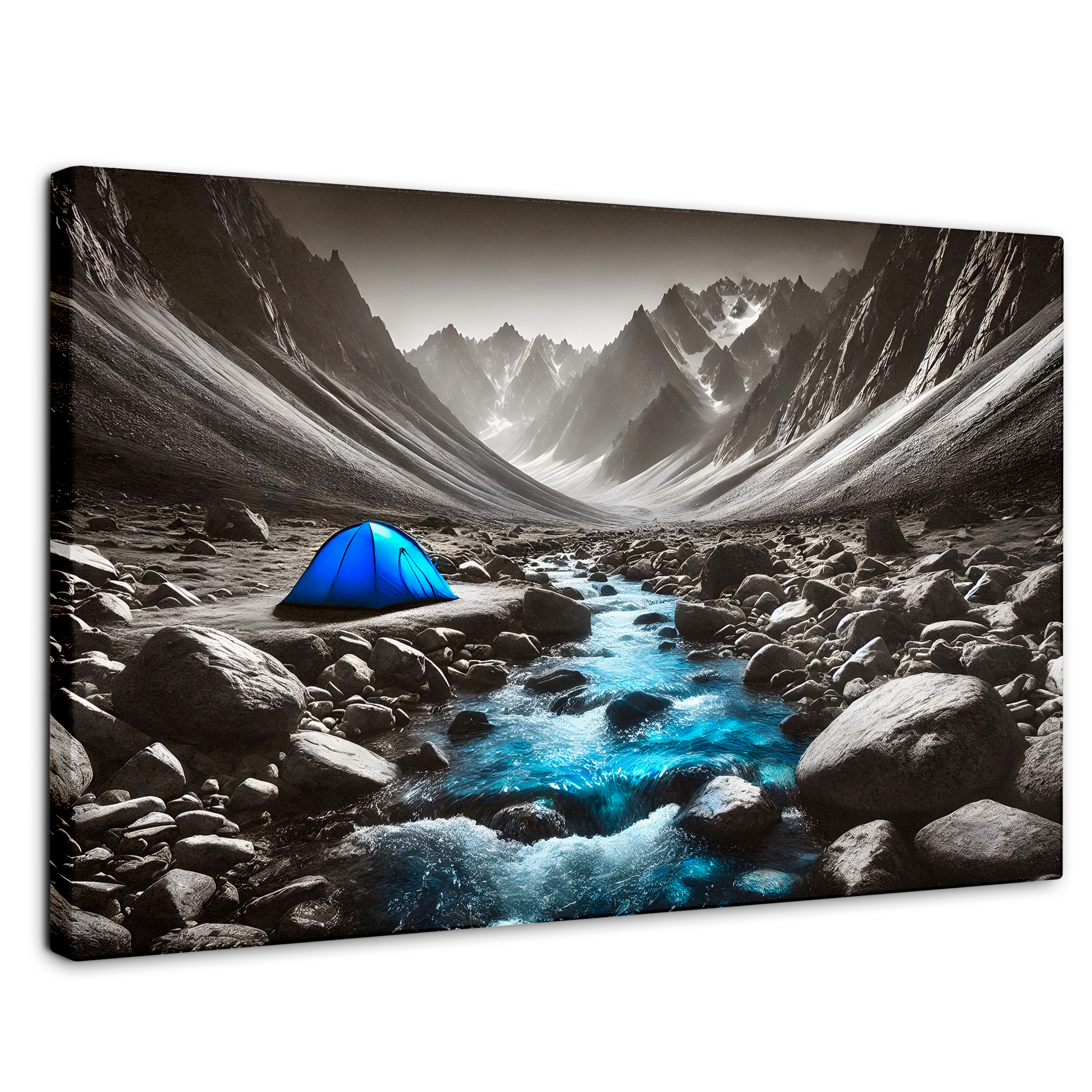 Cuadro Blanco Y Negro Canvas Aventura Azul 90x60