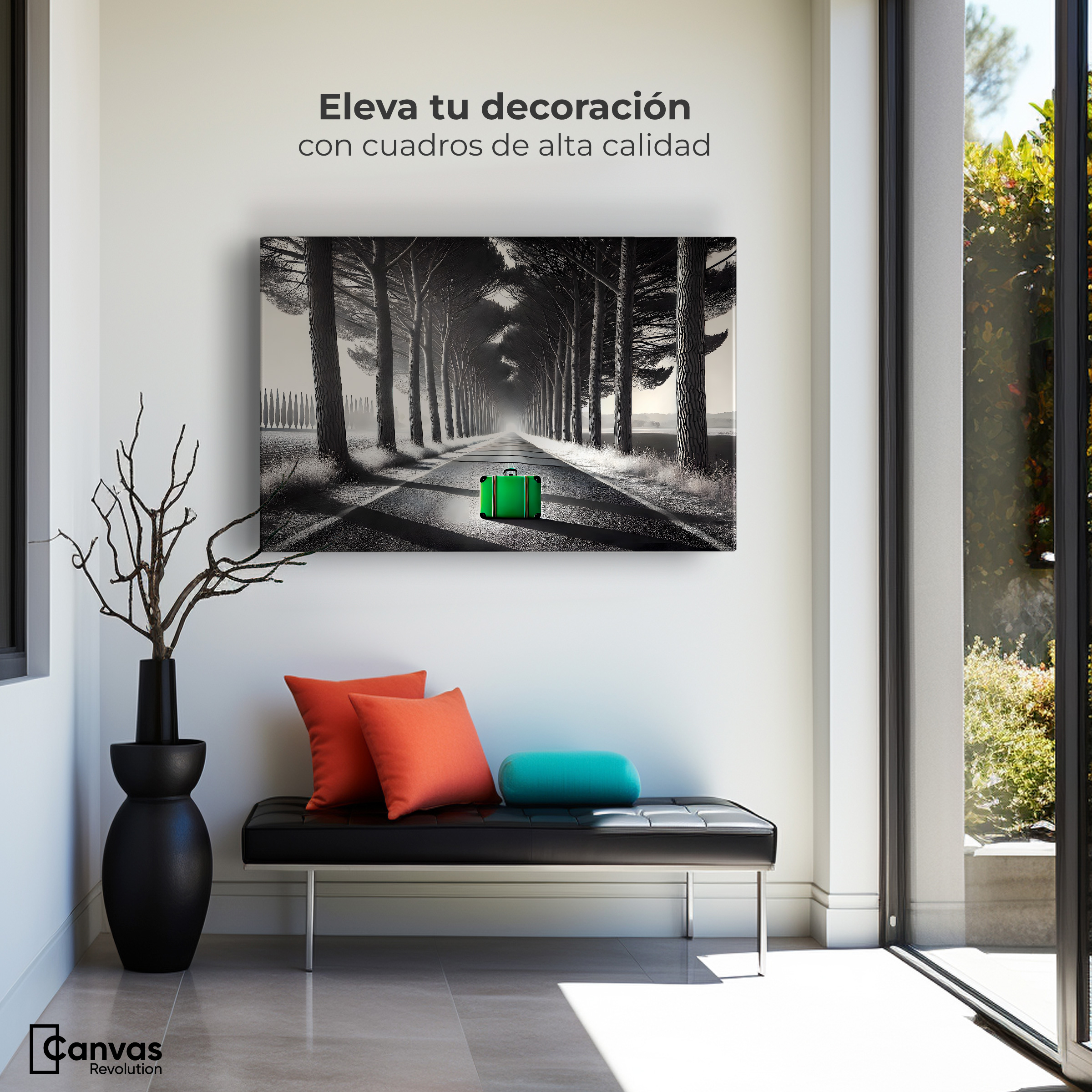 Foto 4 pulgar | Cuadro Blanco Y Negro Canvas Maleta Solitaria 90x60
