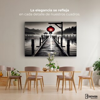 Foto 2 | Cuadro Blanco Y Negro Canvas Rojo En El Muelle 90x60