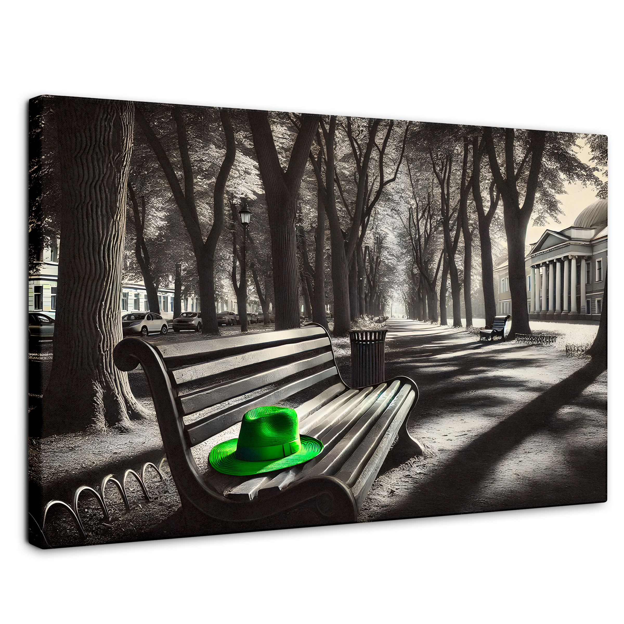 Cuadro Blanco Y Negro Canvas Verde En Descanso 90x60