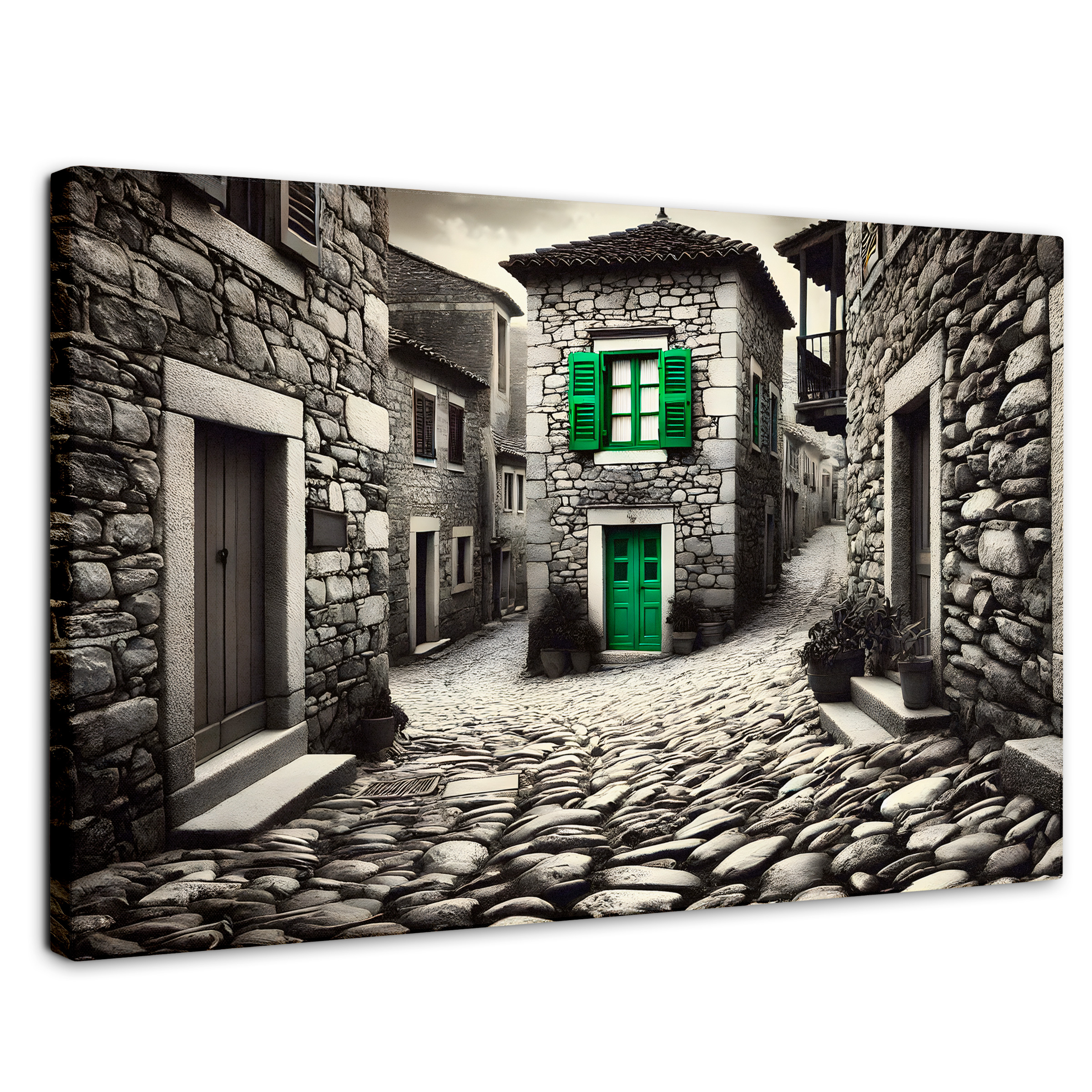 Cuadro Blanco Y Negro Canvas Verde En La Sombra 90x60
