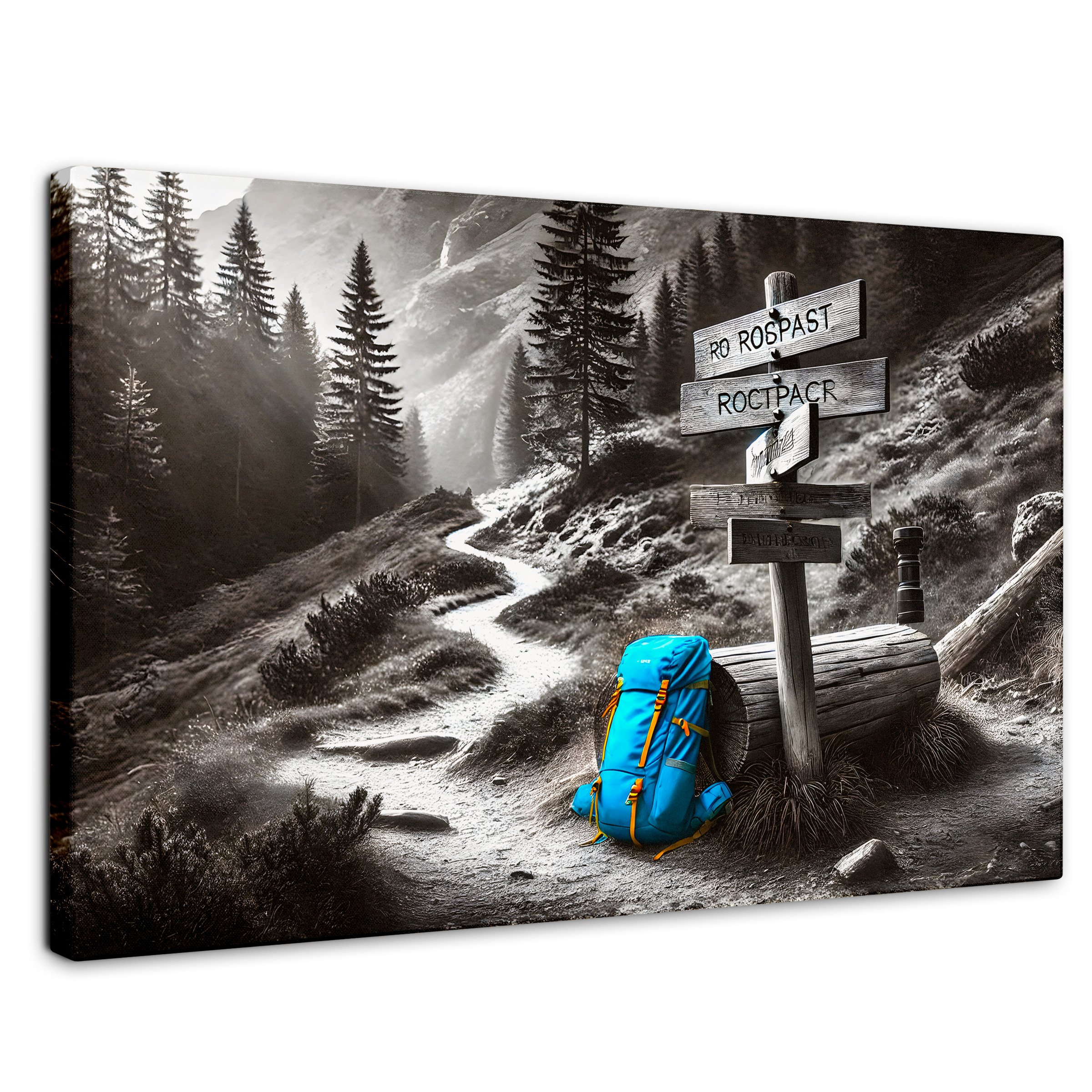 Cuadro Blanco Y Negro Canvas Rumbo Al Bosque 90x60