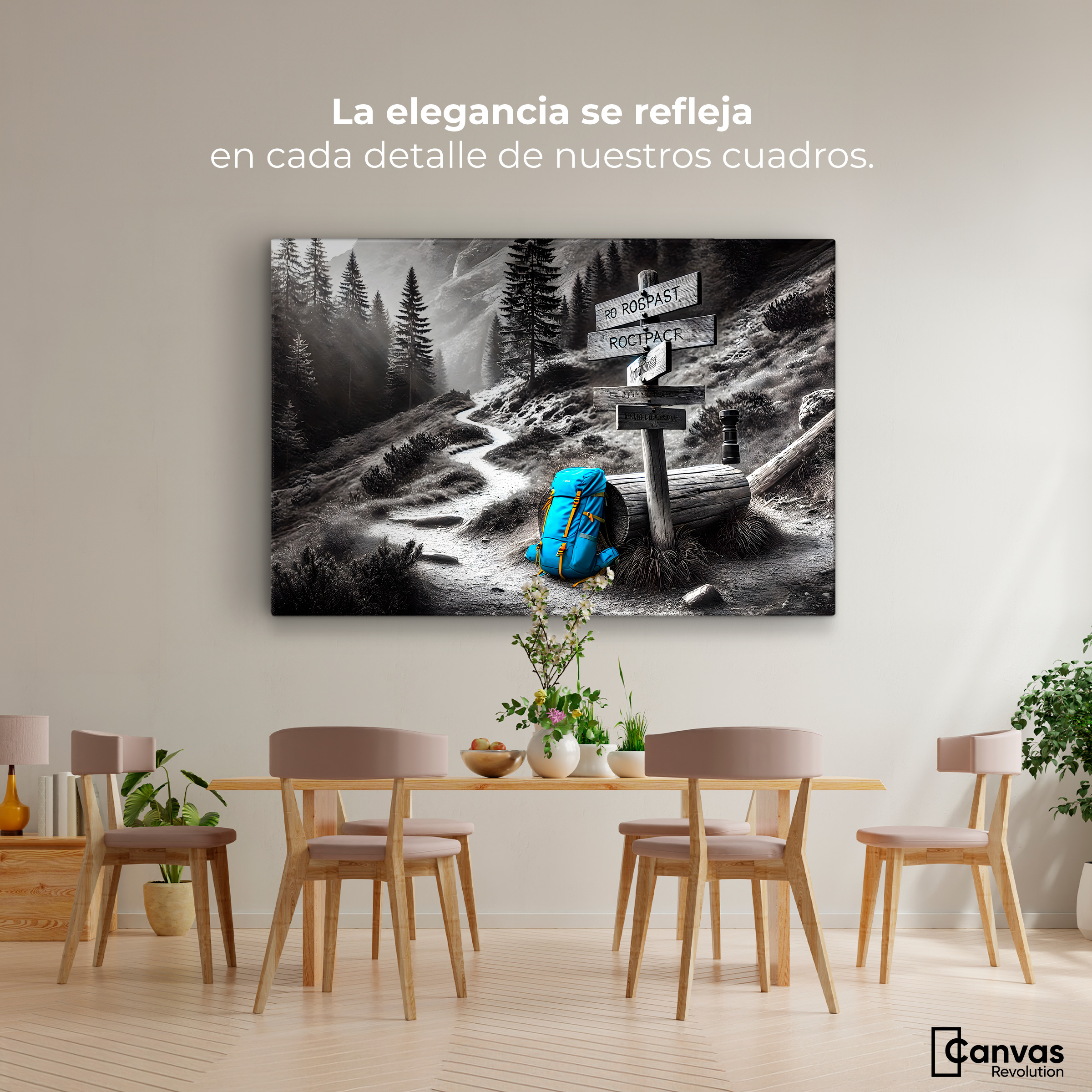 Foto 3 pulgar | Cuadro Blanco Y Negro Canvas Rumbo Al Bosque 90x60