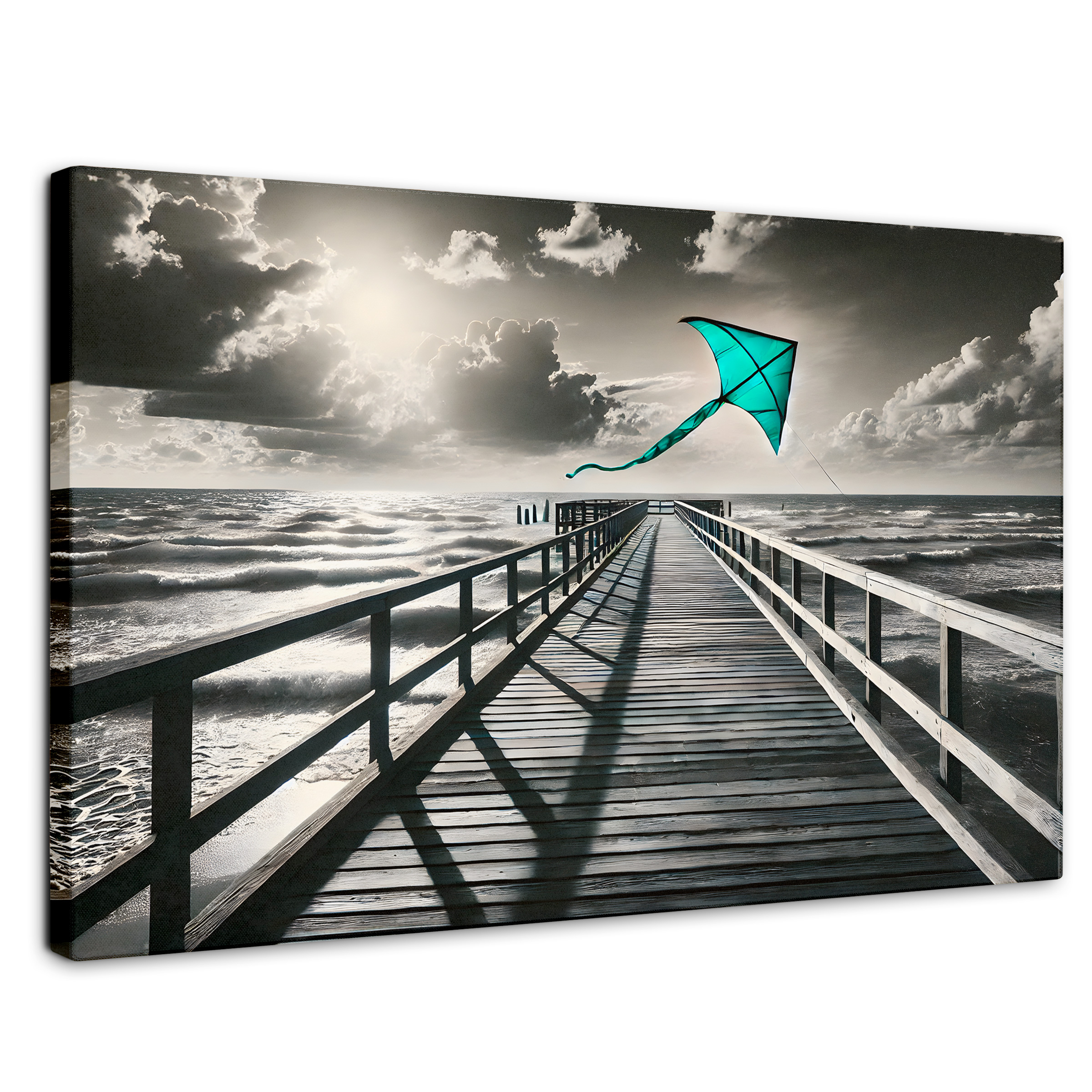 Cuadro Blanco Y Negro Canvas Aventura En Viento 90x60