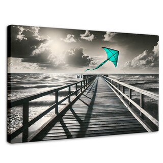 Foto 1 | Cuadro Blanco Y Negro Canvas Aventura En Viento 90x60