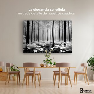 Foto 2 | Cuadro Blanco Y Negro Canvas Misterio En Bosque 90x60
