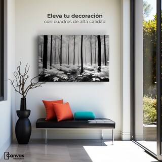 Foto 3 | Cuadro Blanco Y Negro Canvas Misterio En Bosque 90x60