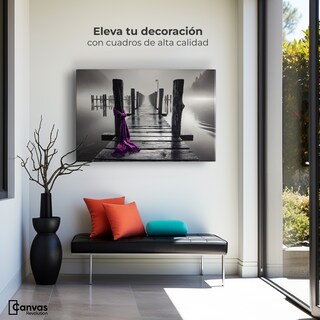 Foto 3 | Cuadro Blanco Y Negro Canvas Tela Al Viento 90x60