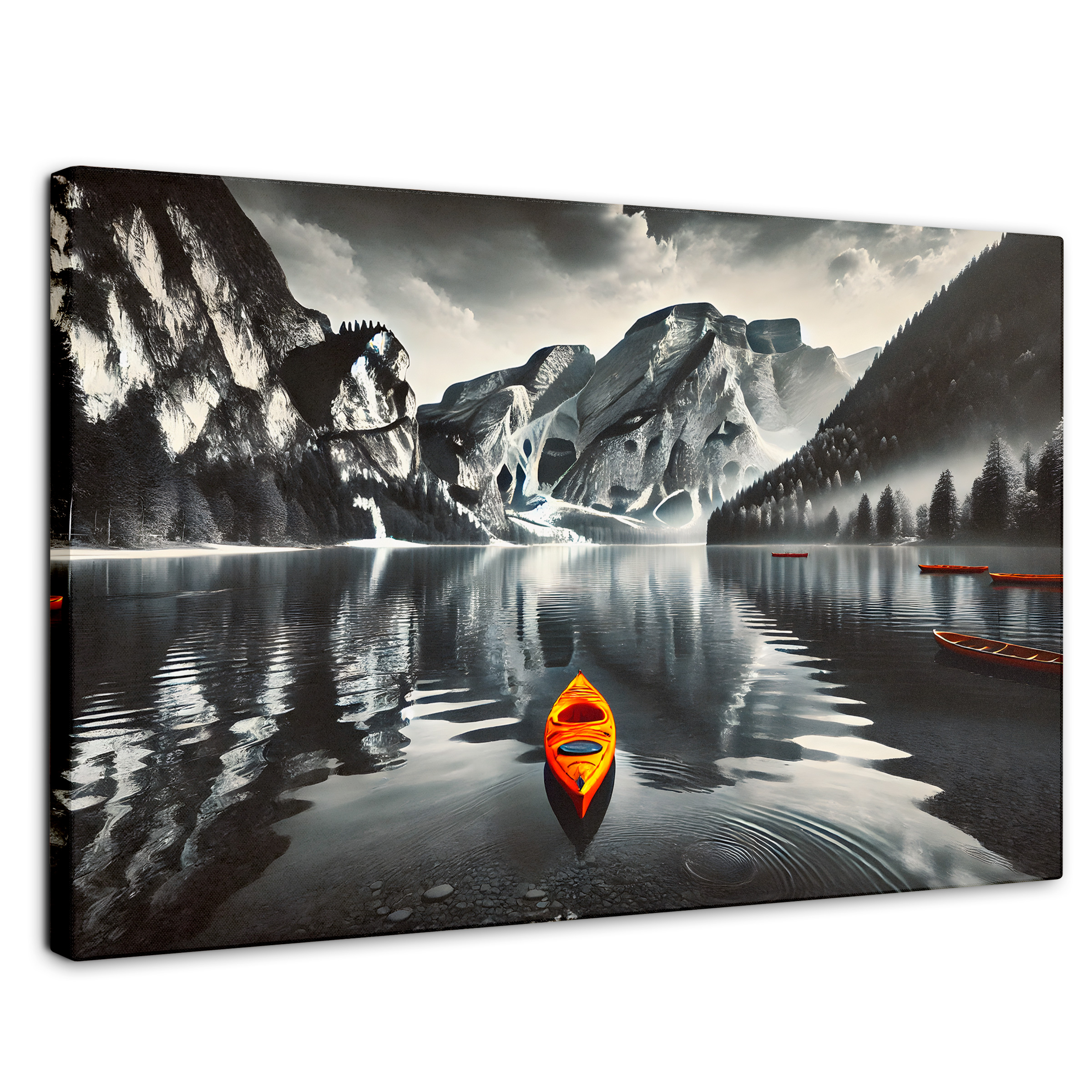 Cuadro Blanco Y Negro Canvas Remando Al Sol 90x60