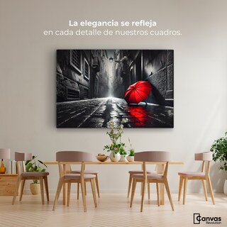 Foto 2 | Cuadro Blanco Y Negro Canvas Rojo Al Viento 90x60