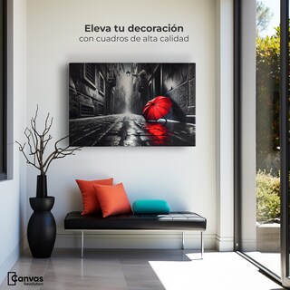 Foto 3 | Cuadro Blanco Y Negro Canvas Rojo Al Viento 90x60