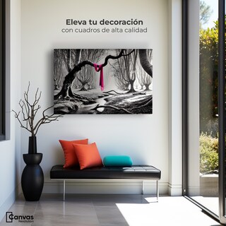 Foto 3 | Cuadro Blanco Y Negro Canvas Rosa Entre Raíces 90x60