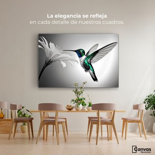 Foto 2 | Cuadro Blanco Y Negro Canvas Verde En Vuelo 90x60