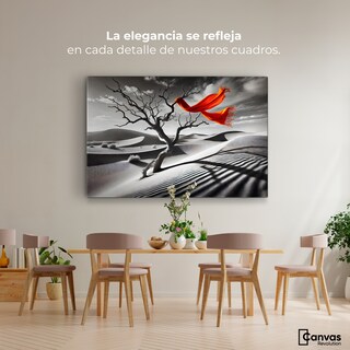 Foto 2 | Cuadro Blanco Y Negro Canvas Rojo Entre Espinas 90x60