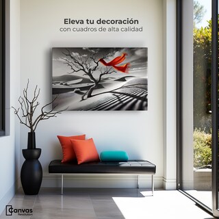 Foto 3 | Cuadro Blanco Y Negro Canvas Rojo Entre Espinas 90x60
