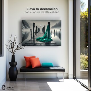 Foto 3 | Cuadro Blanco Y Negro Canvas Aqua En El Muelle 90x60