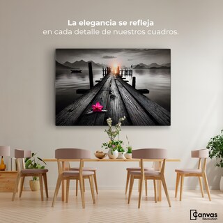 Foto 2 | Cuadro Blanco Y Negro Canvas Pétalos De Muelle 90x60