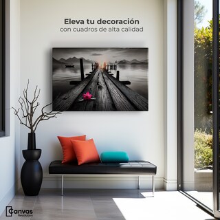 Foto 3 | Cuadro Blanco Y Negro Canvas Pétalos De Muelle 90x60