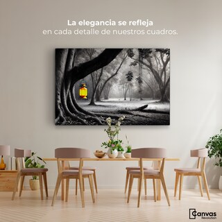 Foto 2 | Cuadro Blanco Y Negro Canvas Bosque Iluminado 90x60